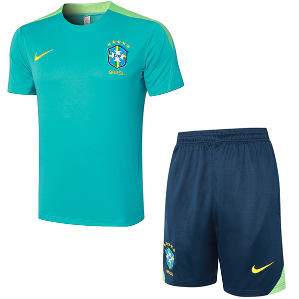 Brazil training jersey men's teal uniform soccer kit sportswear football suit tops sports shirt 2024-2025